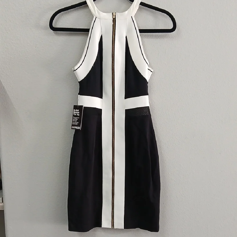 Express Black and White Mini Dress - Picture 4 of 6